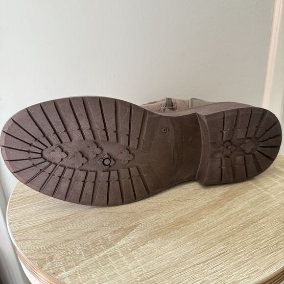 Women's Fashion Thick Heel Riding Boots Grey/brown Side Zipper Durable Size 9 - Picture 12 of 17